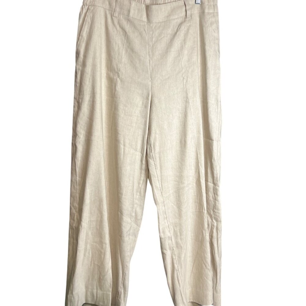 Foil Womens Crop Linen Pants Size 10 Beige